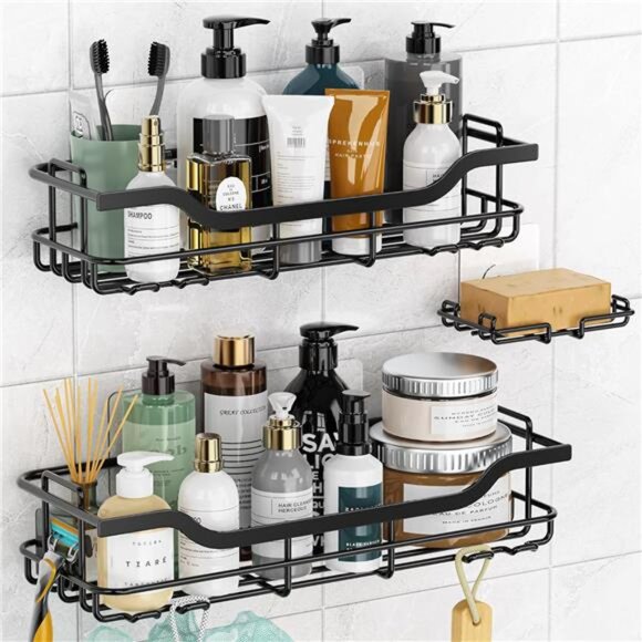 Shower Caddy 3-Pack, Adhesive Shower Organizer with Soap Holder - Picture 9 of 16